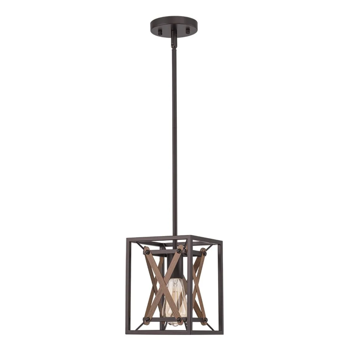 Rustic Industrial 1-Light Square Cross Cage Pendant Light