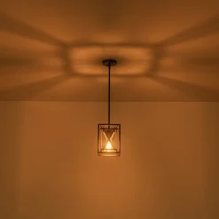 Rustic Industrial 1-Light Square Cross Cage Pendant Light