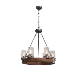 Rustic 6-Light Wagon Wheel Chandelier