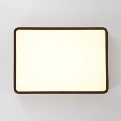 Rustic Rectangle Walnut Wooden Dimmable LED Flush Mount