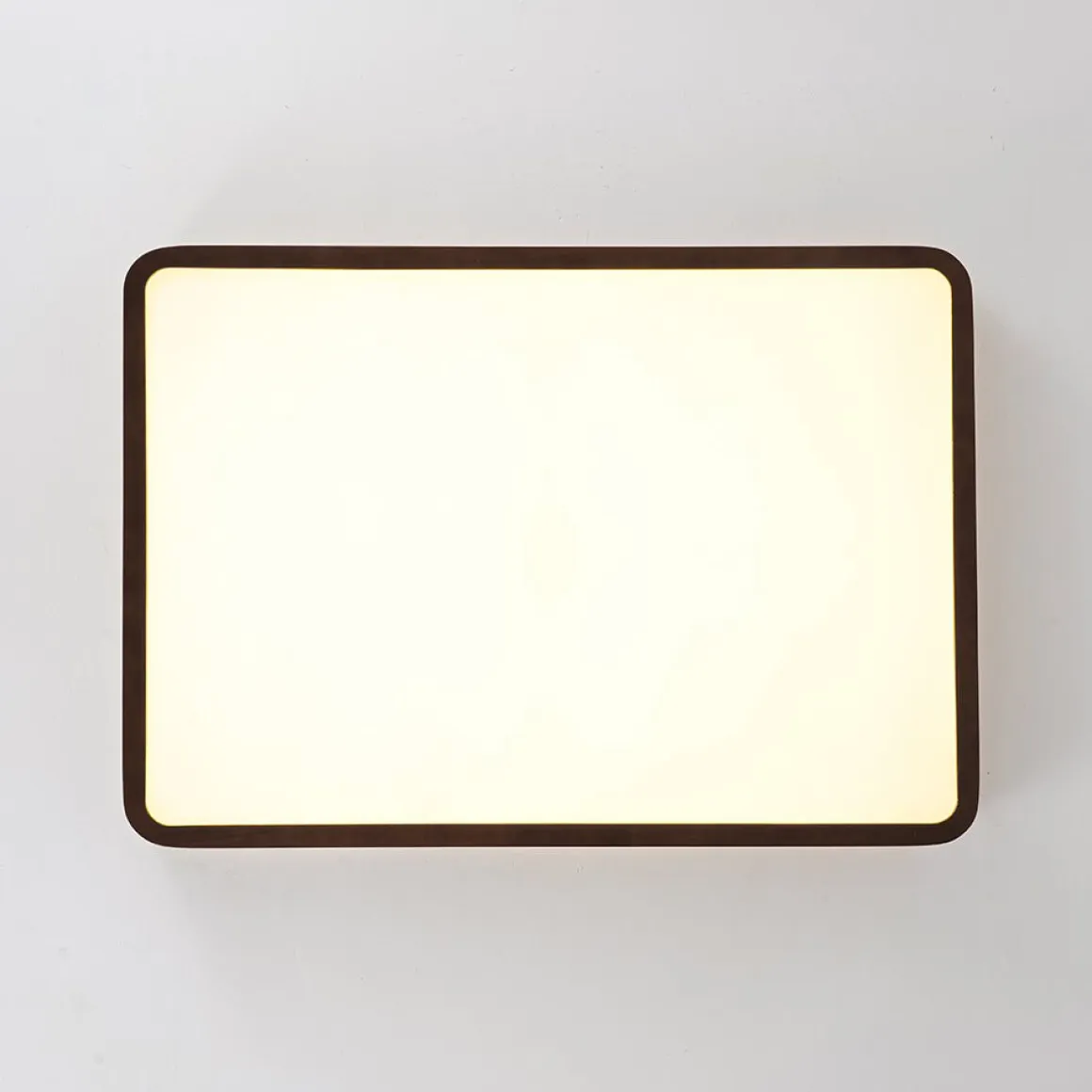 Rustic Rectangle Walnut Wooden Dimmable LED Flush Mount
