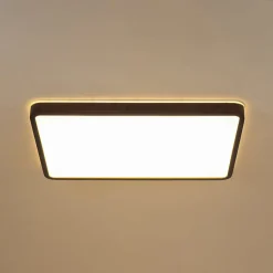 Rustic Rectangle Walnut Wooden Dimmable LED Flush Mount