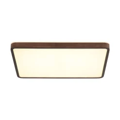 Rustic Rectangle Walnut Wooden Dimmable LED Flush Mount