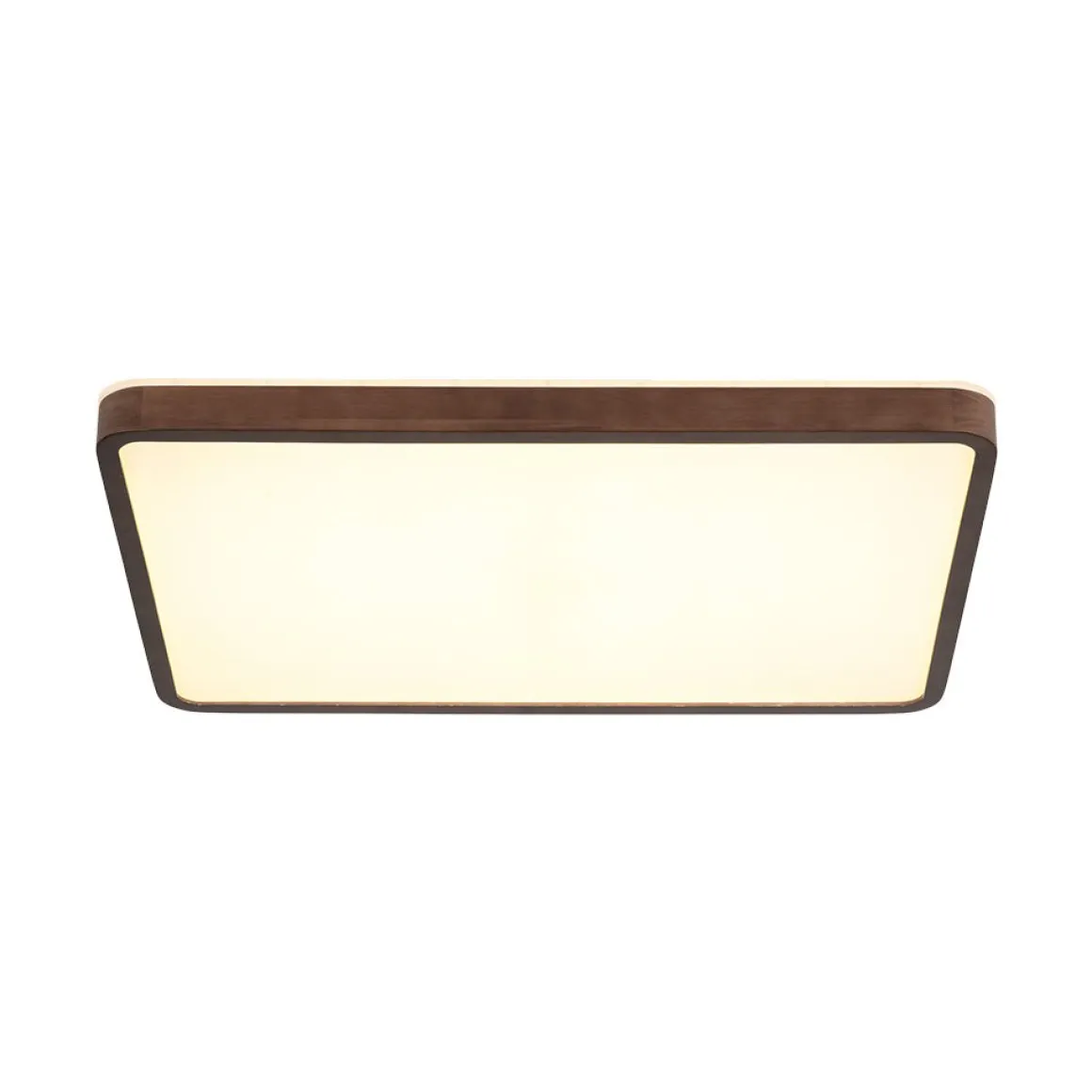 Rustic Rectangle Walnut Wooden Dimmable LED Flush Mount