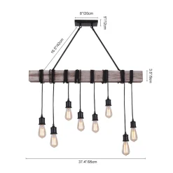 Rustic Wooden Wide Linear Chandelier