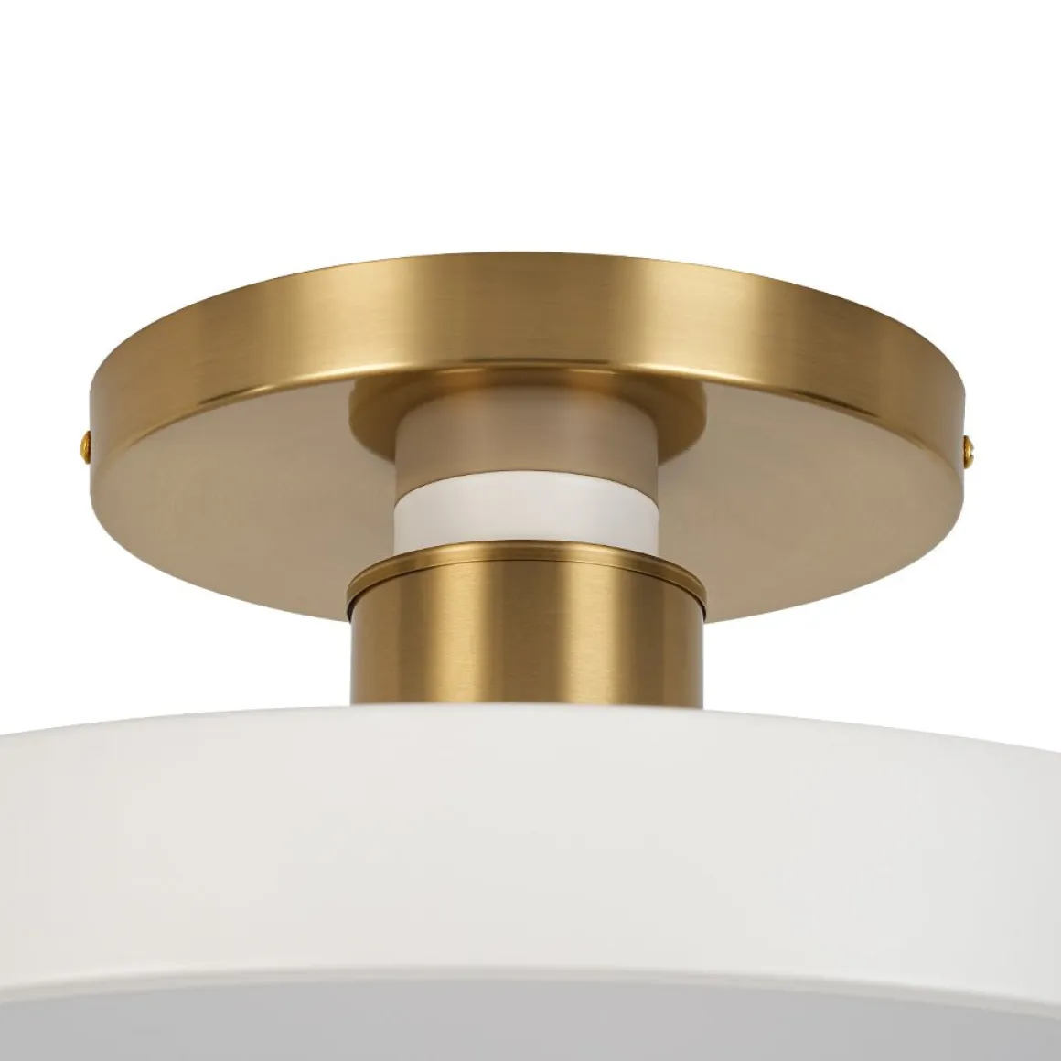 Scandinavian Brass White Round Dimmable LED Semi Flush Light