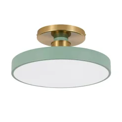 Scandinavian Brass White Round Dimmable LED Semi Flush Light