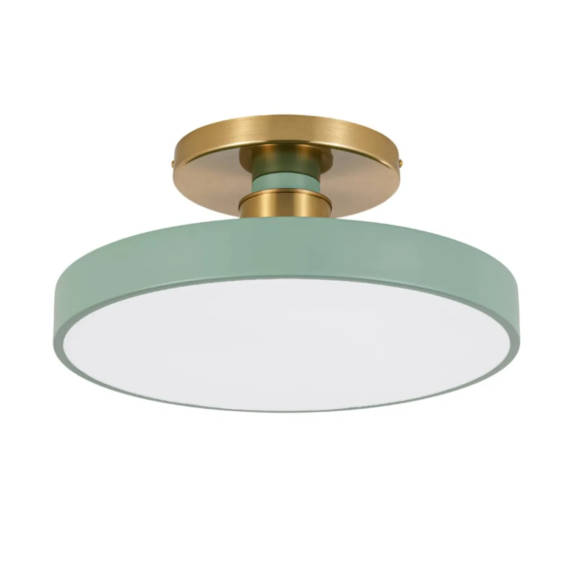 Scandinavian Brass White Round Dimmable LED Semi Flush Light