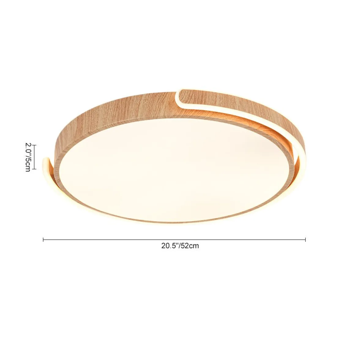 Scandinavian Dimmable LED Round Wood Grain Flush Mount