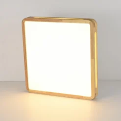 Scandinavian Wooden Dimmable LED Square Flush Mount