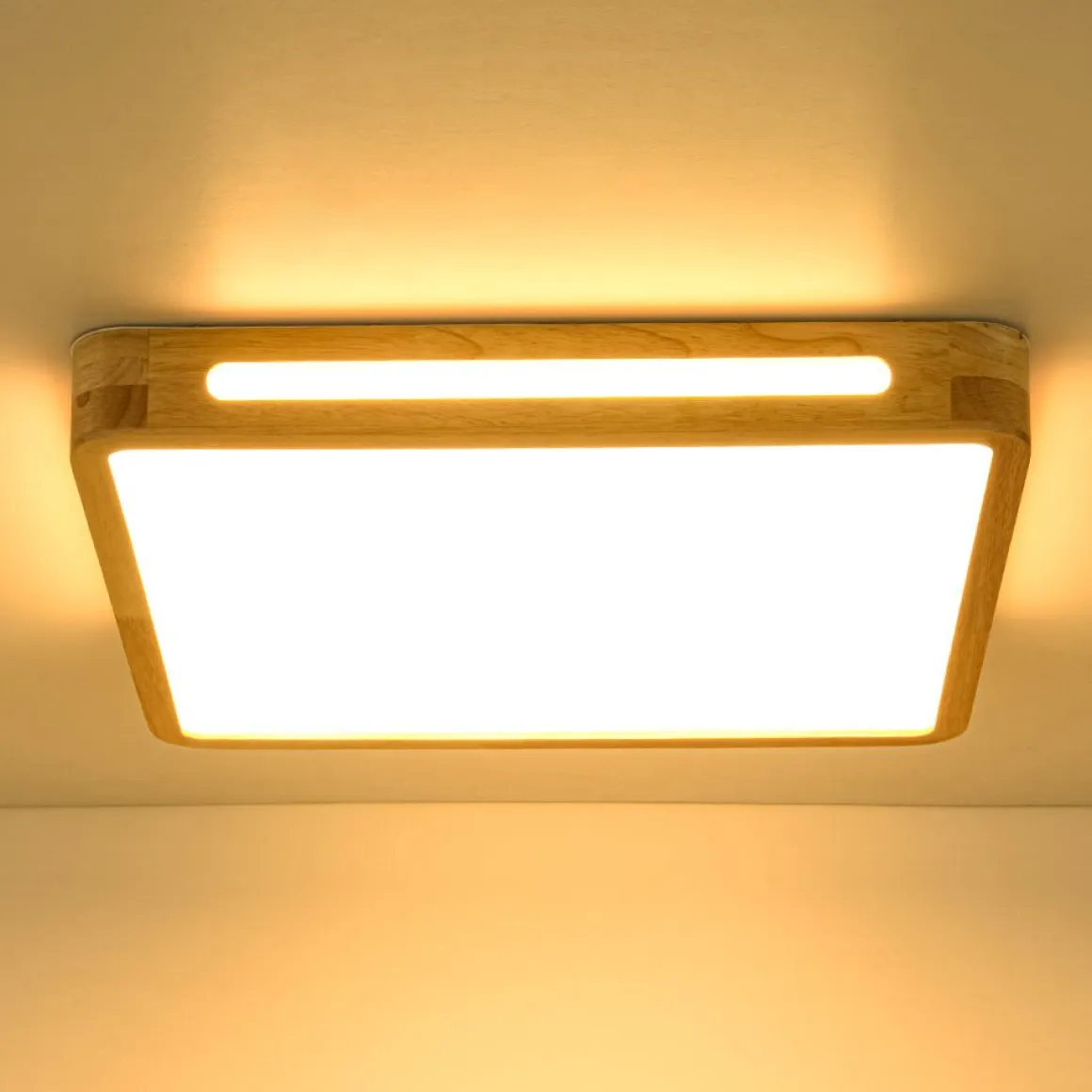 Scandinavian Wooden Dimmable LED Square Flush Mount