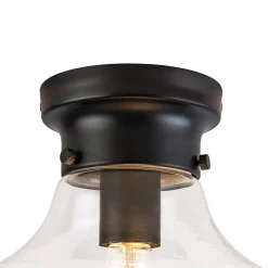 Schoolhouse 1-light Round Clear Glass Shade Semi Flush Mount