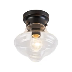 Schoolhouse 1-light Round Clear Glass Shade Semi Flush Mount