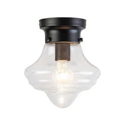 Schoolhouse 1-light Round Clear Glass Shade Semi Flush Mount