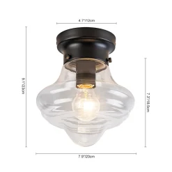 Schoolhouse 1-light Round Clear Glass Shade Semi Flush Mount