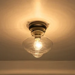 Schoolhouse 1-light Round Clear Glass Shade Semi Flush Mount