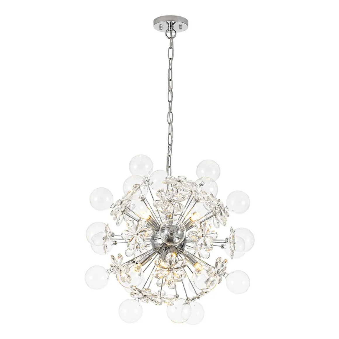Sculptural Bloom Dandelion Crystal Floral Bubble Chandelier