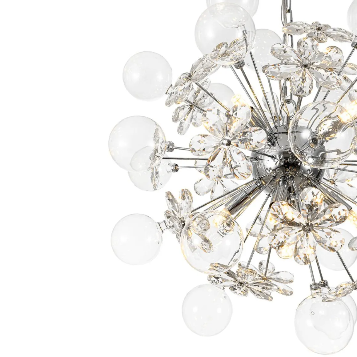 Sculptural Bloom Dandelion Crystal Floral Bubble Chandelier