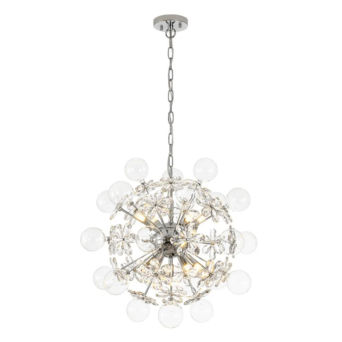 Sculptural Bloom Dandelion Crystal Floral Bubble Chandelier