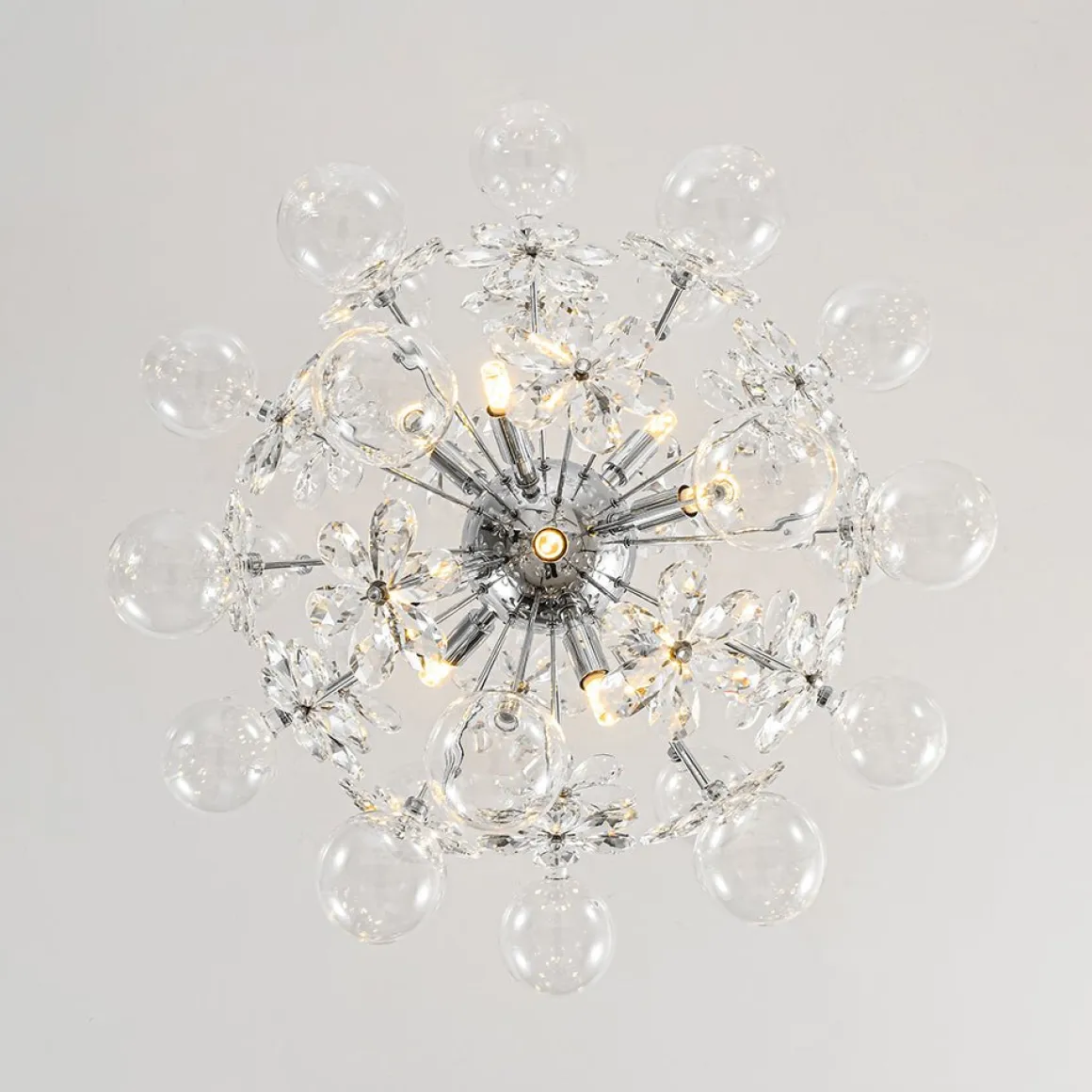 Sculptural Bloom Dandelion Crystal Floral Bubble Chandelier