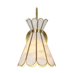 Sculptural Bloom 1-Light Brass Capiz Shell Glass Wall Sconce