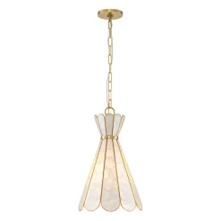 Sculptural Bloom 1-Light Brass Capiz Shell Glass Pendant