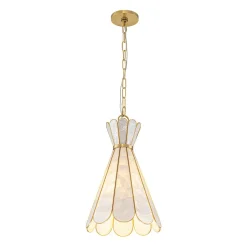 Sculptural Bloom 1-Light Brass Capiz Shell Glass Pendant