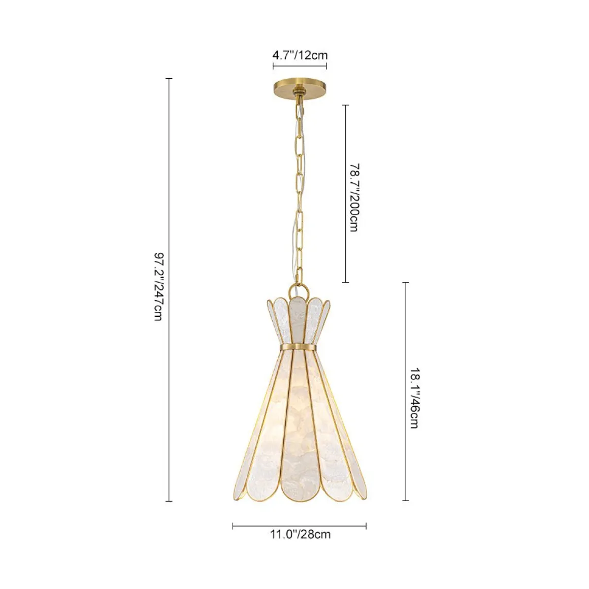 Sculptural Bloom 1-Light Brass Capiz Shell Glass Pendant