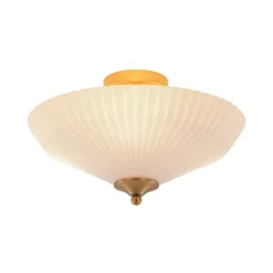 Sculptural Shine Opal Glass Pleated Cone Semi Flush Mount