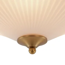 Sculptural Shine Opal Glass Pleated Cone Semi Flush Mount