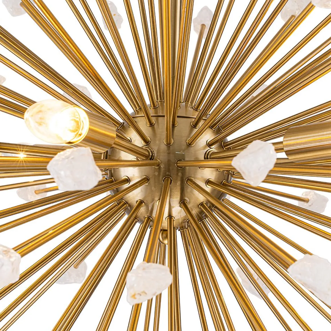 Sculptural Sunburst Bloom Frosted Quartz Dandelion Chandelier