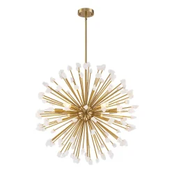 Sculptural Sunburst Bloom Frosted Quartz Dandelion Chandelier