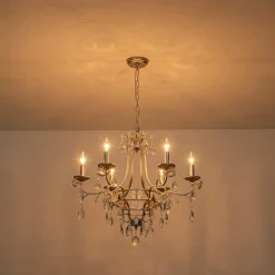 Shabby Chic 6-Light Crystal Empire Candle Chandelier