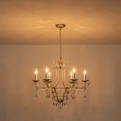 Shabby Chic 6-Light Crystal Empire Candle Chandelier