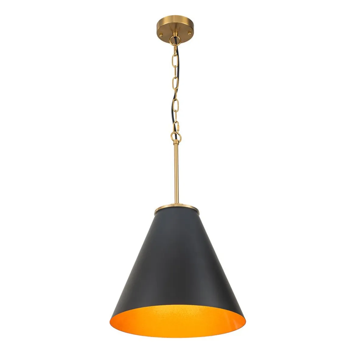 Shaker Brass Black 1-Light Metal Conical Kitchen Pendant