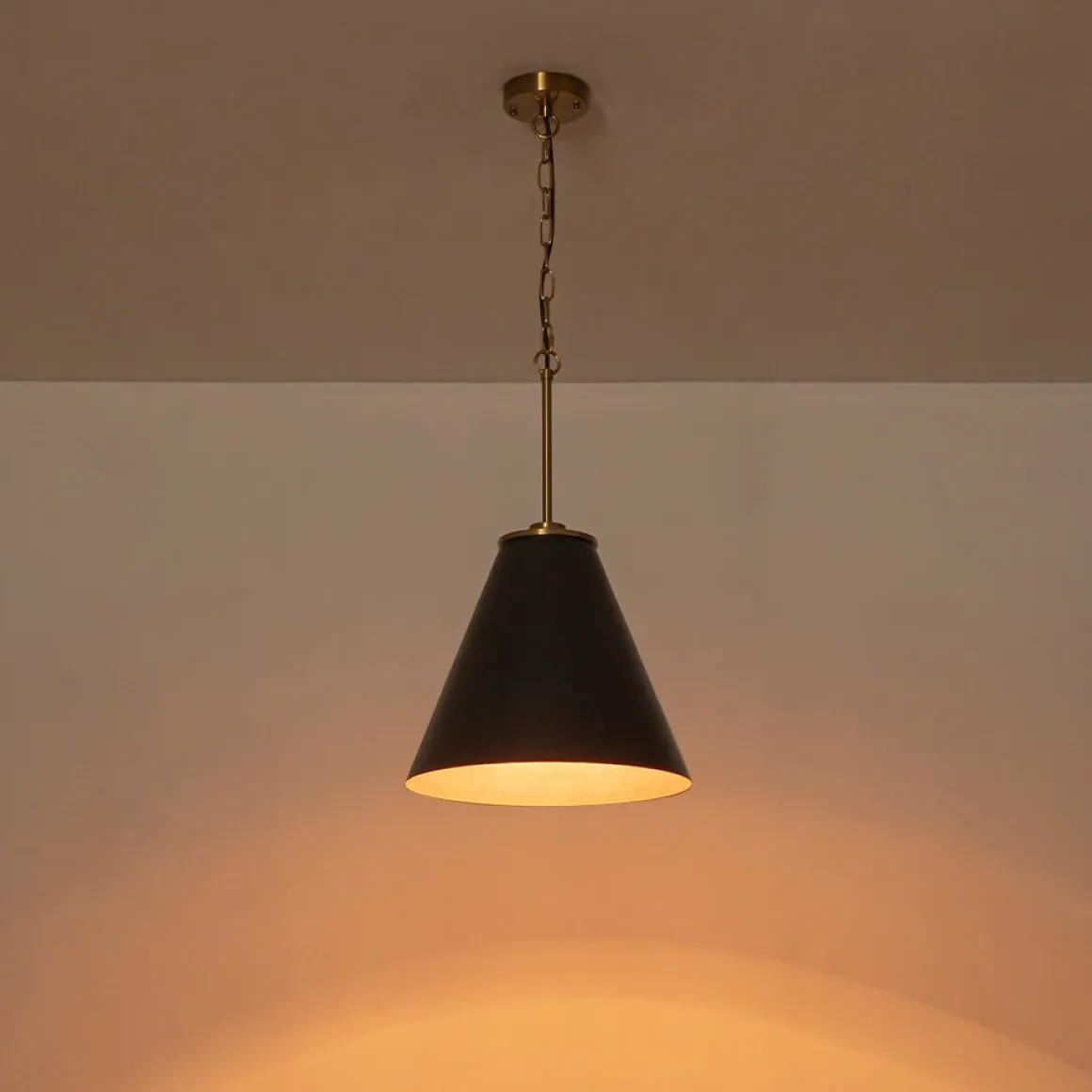 Shaker Brass Black 1-Light Metal Conical Kitchen Pendant
