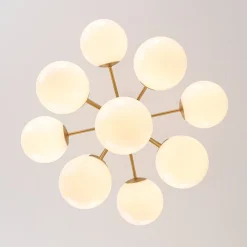 Shine Lustre Opal Glass Bubble Sputnik Semi Flush Chandelier