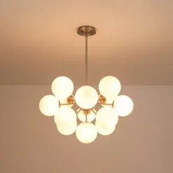 Shine Lustre Opal Glass Bubble Sputnik Semi Flush Chandelier