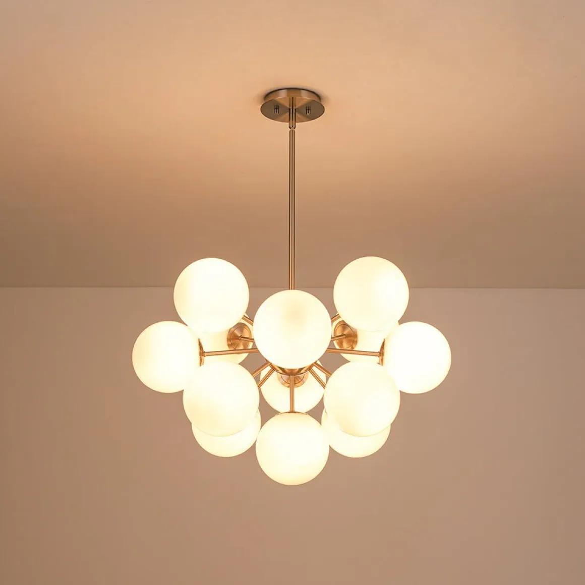 Shine Lustre Opal Glass Bubble Sputnik Semi Flush Chandelier