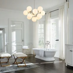 Shine Lustre Opal Glass Bubble Sputnik Semi Flush Chandelier