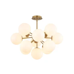 Shine Lustre Opal Glass Bubble Sputnik Semi Flush Chandelier