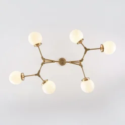 Shine Opal Glass Globe Linear Branch Island Chandelier