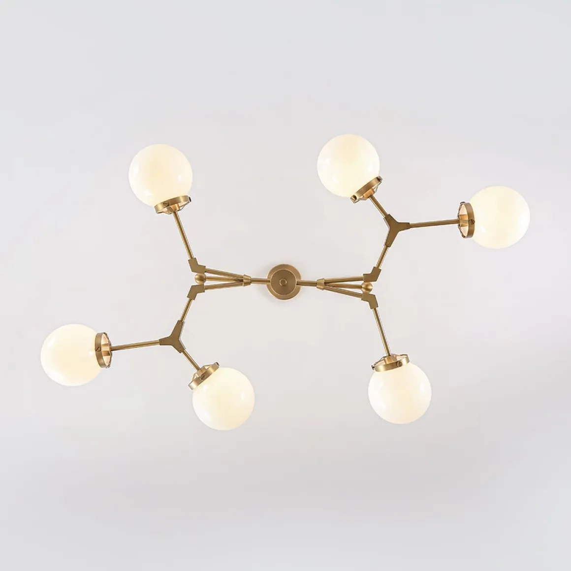 Shine Opal Glass Globe Linear Branch Island Chandelier
