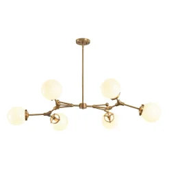 Shine Opal Glass Globe Linear Branch Island Chandelier