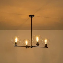 Simple 4-light Clear Glass Globe Round Sputnik Chandelier