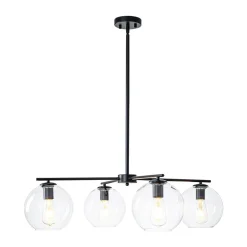 Simple 4-light Clear Glass Globe Round Sputnik Chandelier