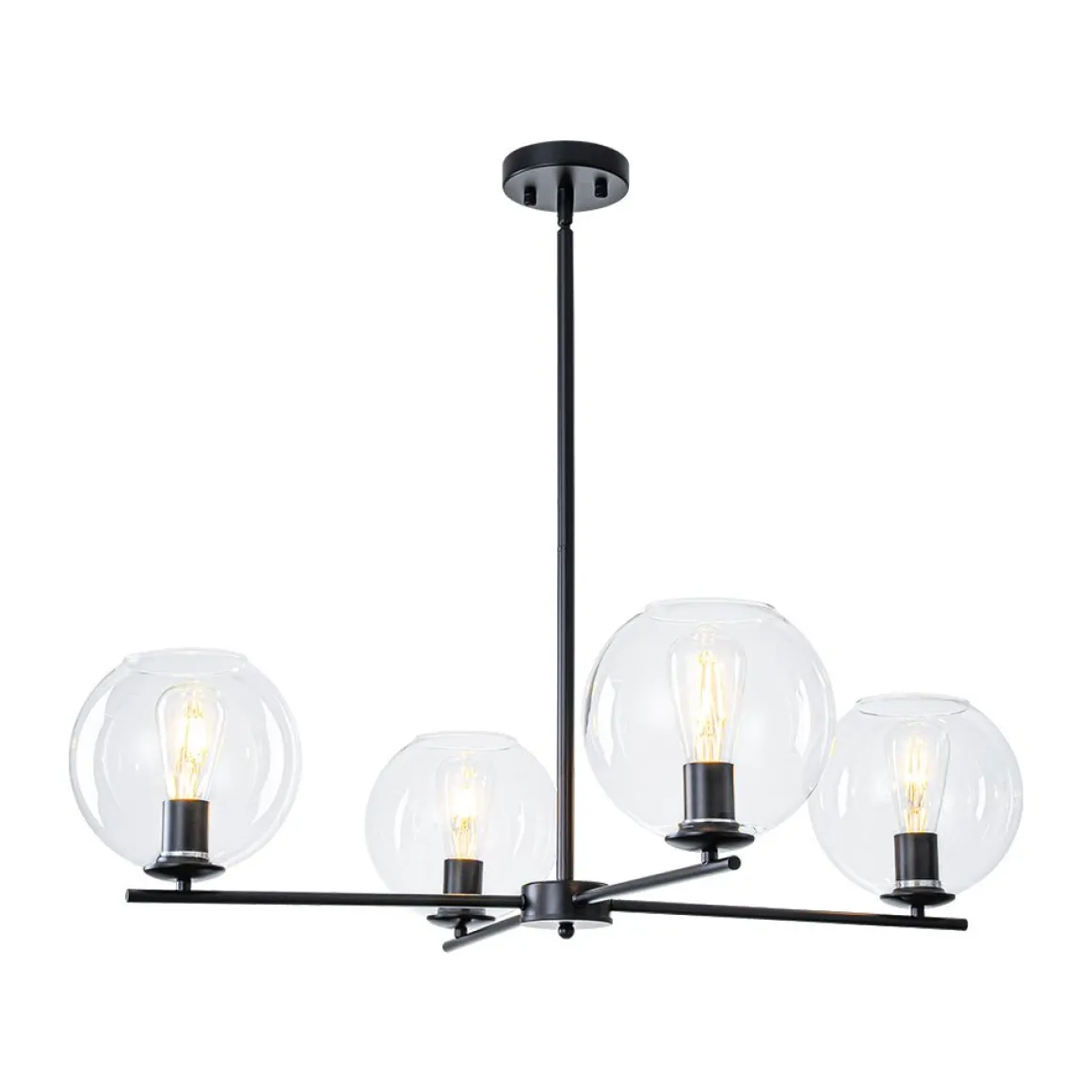 Simple 4-light Clear Glass Globe Round Sputnik Chandelier