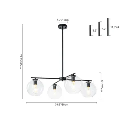 Simple 4-light Clear Glass Globe Round Sputnik Chandelier