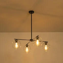 Simple 4-light Clear Glass Globe Round Sputnik Chandelier