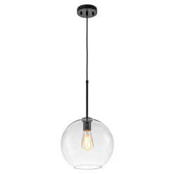 Simple Mid-Century 1-Light Clear Glass Globe Pendant Light